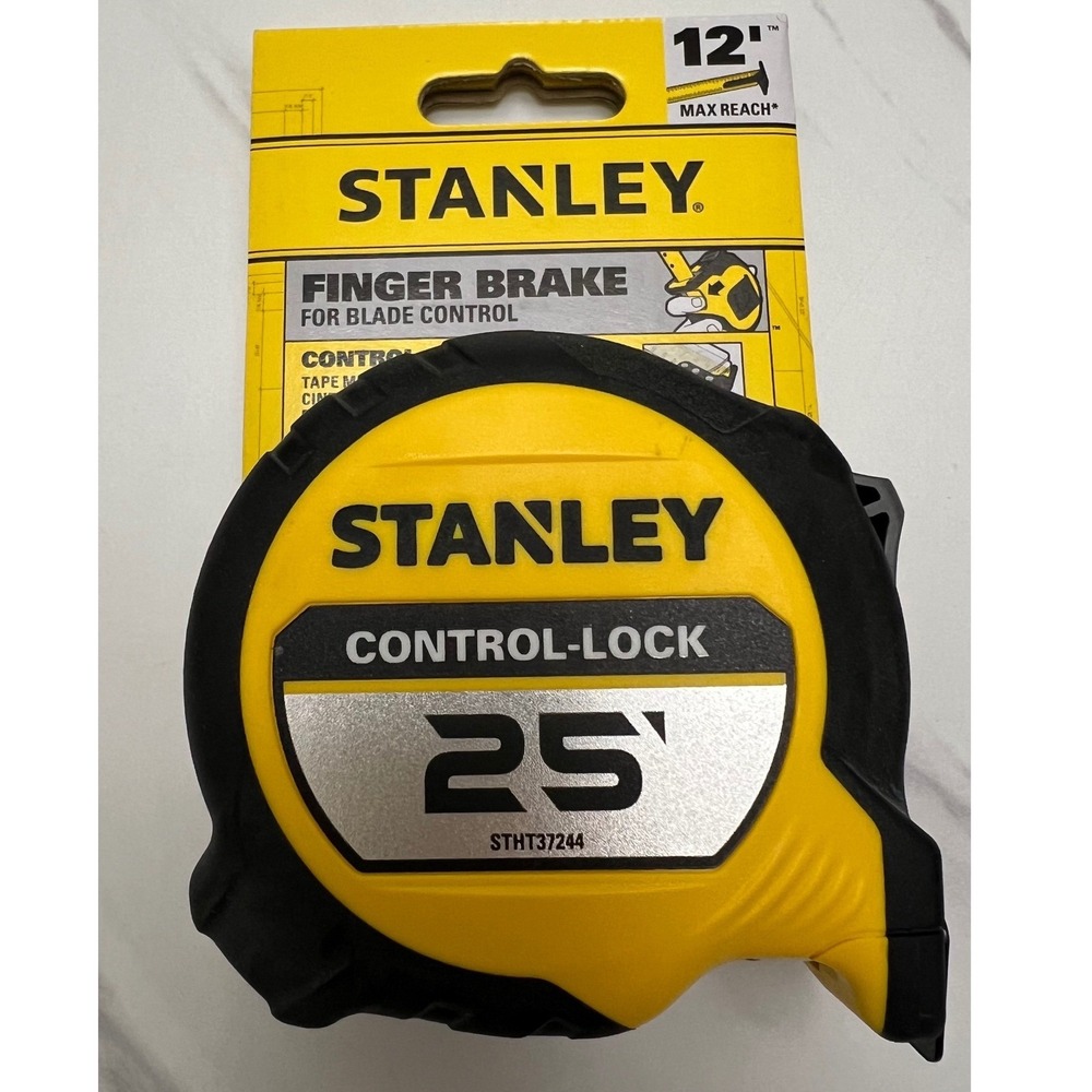 Stanley Control-Lock 25ft Tape Measure Finger Brake 12ft Reach STHT37244 Yellow - Picture 2 of 7